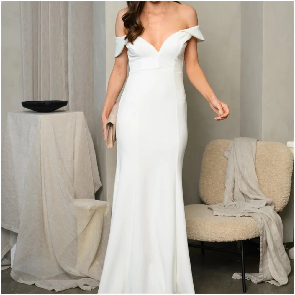 OFF SHOULDER V-NECK BODYCON MAXI DRESS - Picture 3 of 4